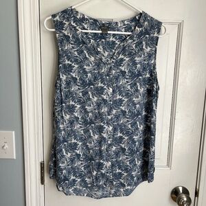 Eddie Bauer blue palm leaf sleeveless top.  Size L